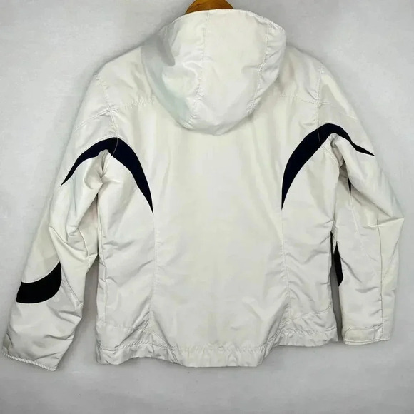 Columbia Womens Cream Navy Blue Water Resistant Jacket Outdoor Camping Sz M - Picture 2 of 7